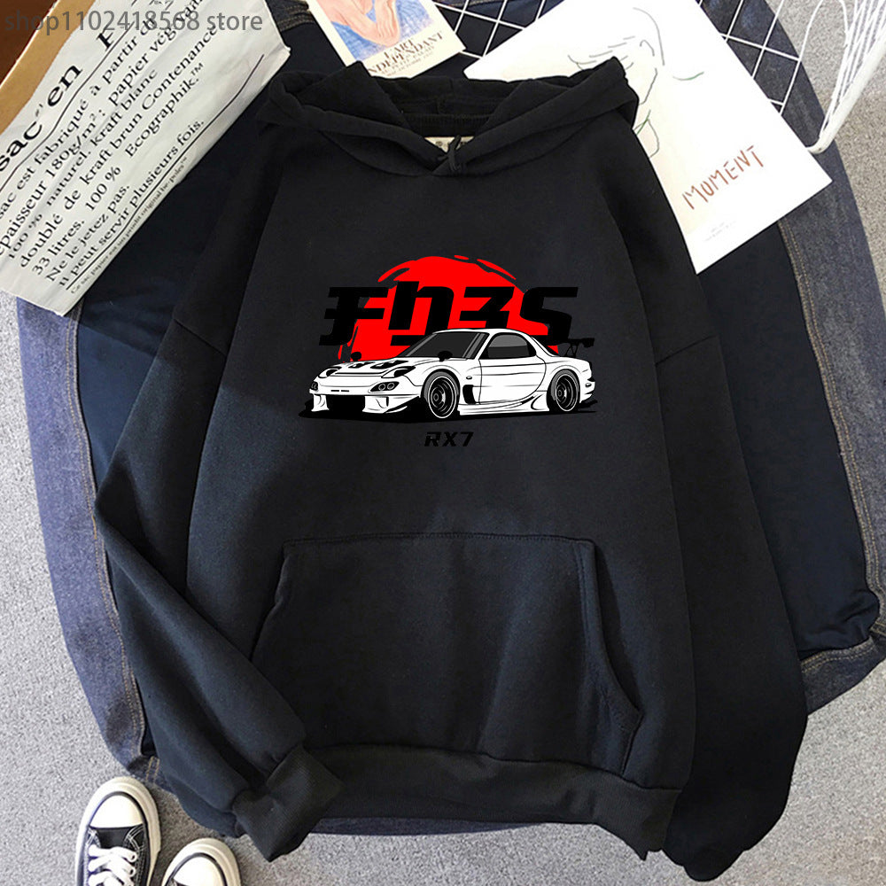 New Car Printed Men'swomen's Cotton Hoodie Casual