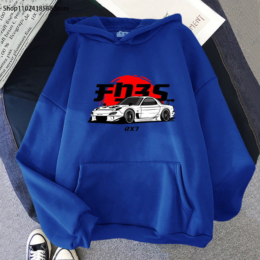 New Car Printed Men'swomen's Cotton Hoodie Casual