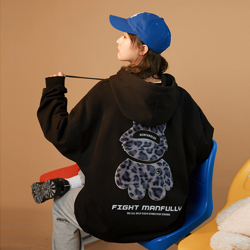 Women's Flocking Reflective Printed Hooded