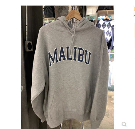 Loose Lazy Style Hooded Retro Letter Printing