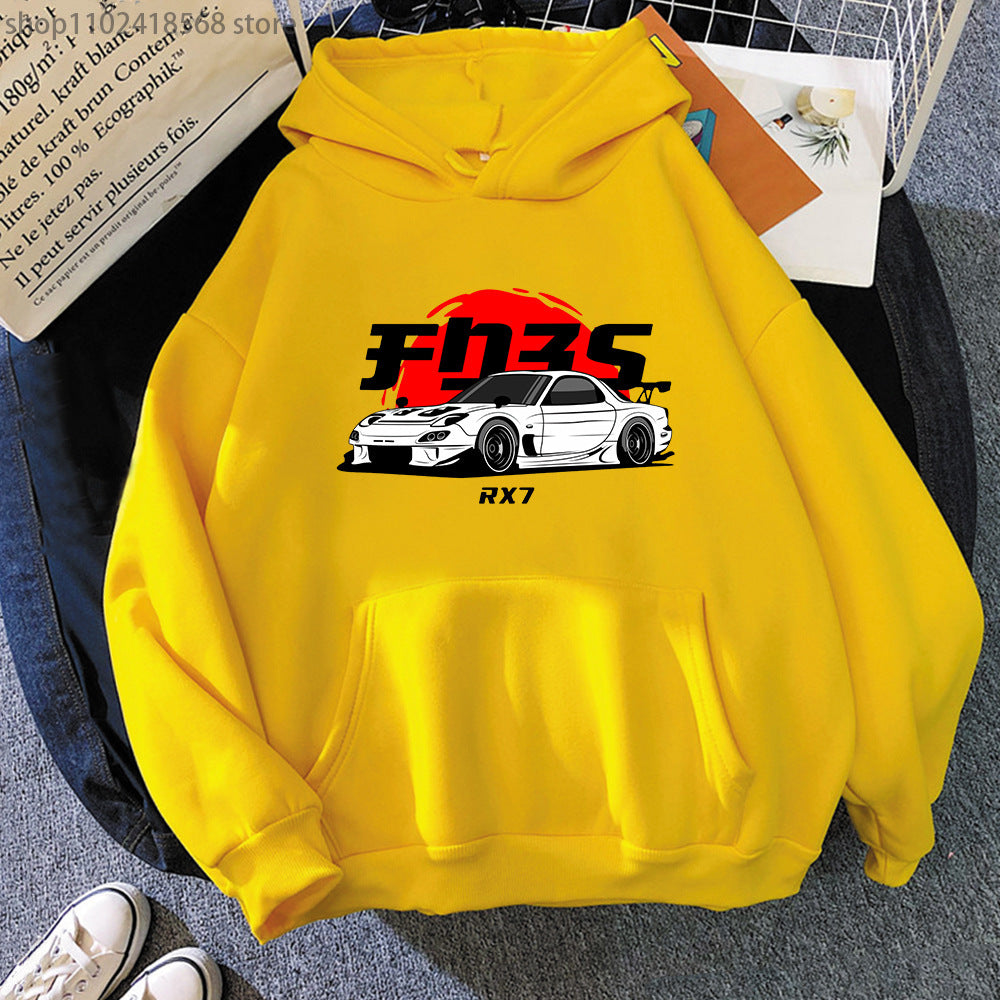 New Car Printed Men'swomen's Cotton Hoodie Casual