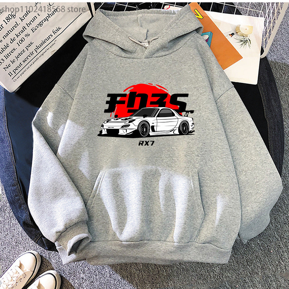 New Car Printed Men'swomen's Cotton Hoodie Casual