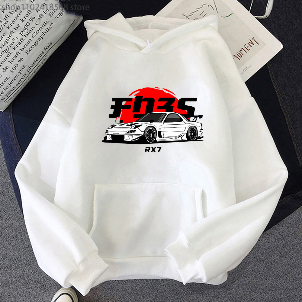 New Car Printed Men'swomen's Cotton Hoodie Casual