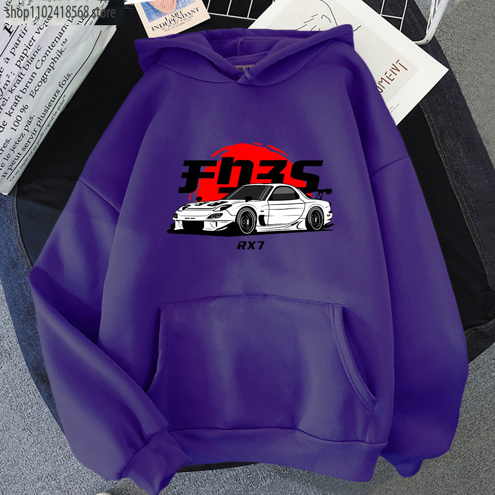 New Car Printed Men'swomen's Cotton Hoodie Casual