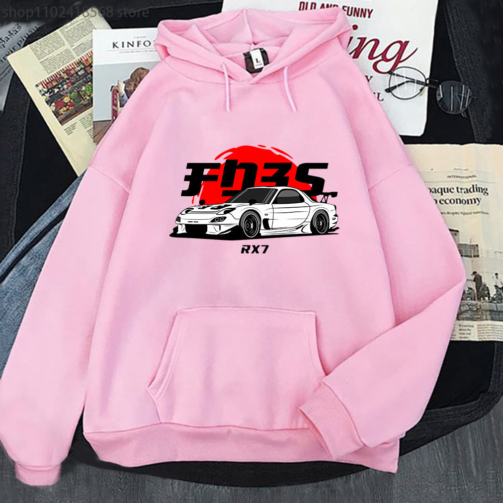 New Car Printed Men'swomen's Cotton Hoodie Casual