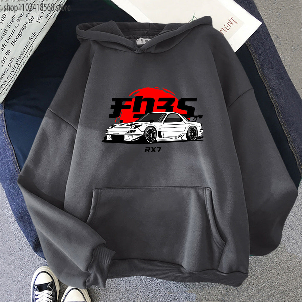 New Car Printed Men'swomen's Cotton Hoodie Casual