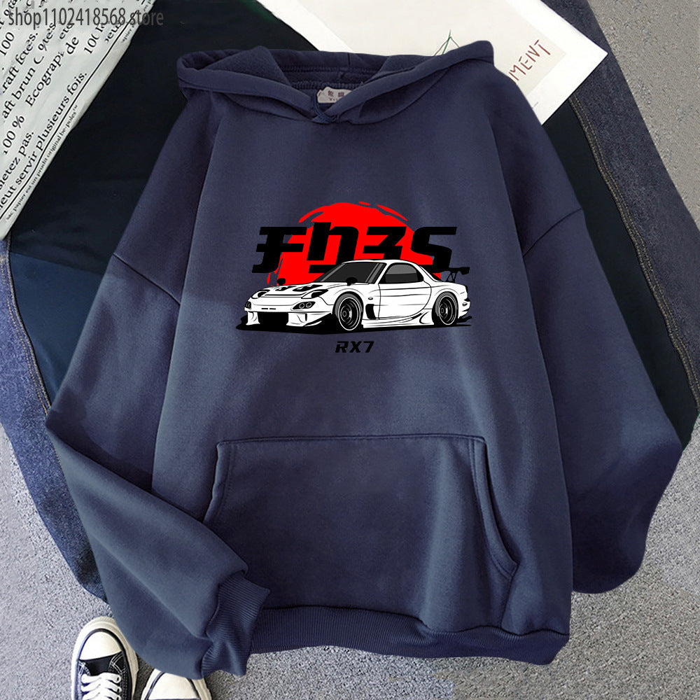 New Car Printed Men'swomen's Cotton Hoodie Casual